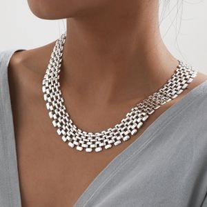 Hollow Chain Exaggerated Sterling Silver Necklace
